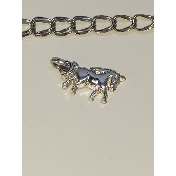 Vintage SILVER CHARM BRACELET WITH HORSE CHARM - Picture 6 of 7